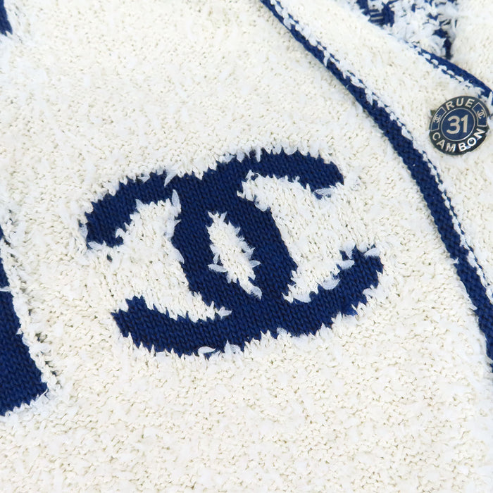 CHANEL  
COCO CC 可可鈕扣 DEAUVILLE BIARRITZ VENISE 棉混紡 V領  
可可標誌 31 RUE CAMBON 開襟衫