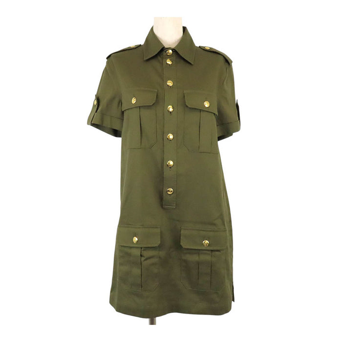 CELINE
Abito camicia militare in cotone con bottoni logo Triomphe e tasche
