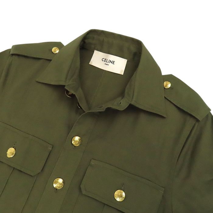 CELINE
Abito camicia militare in cotone con bottoni logo Triomphe e tasche