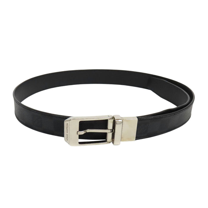 LOUIS VUITTON 
LV ロゴ レザー シルバーカラーメタル 
シアトル ダミエグラフィット ベルト 30MM
