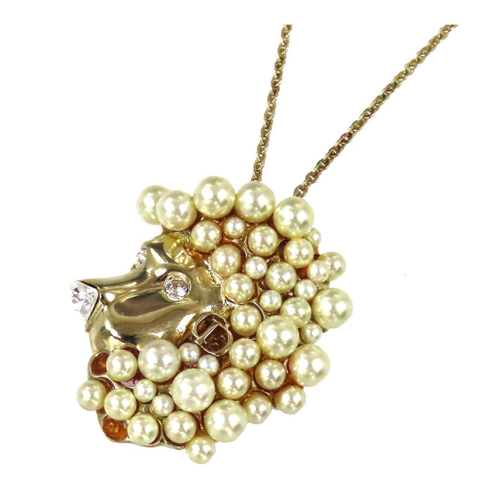 Dior 
Collana Tell Me Dior Leone con logo CD, perle finte, strass e metallo dorato