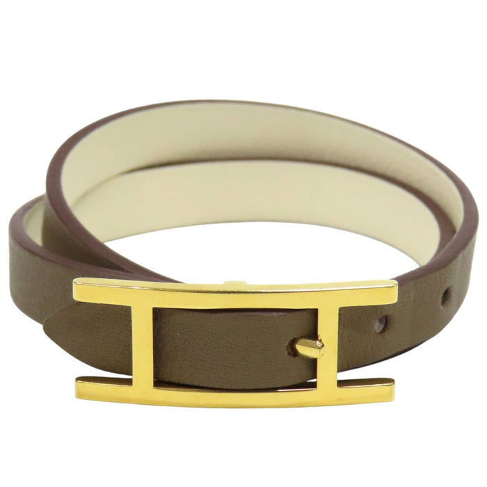HERMES  
愛馬仕 H 金色金屬雙圈  
Bee Apie 雙圈手鍊