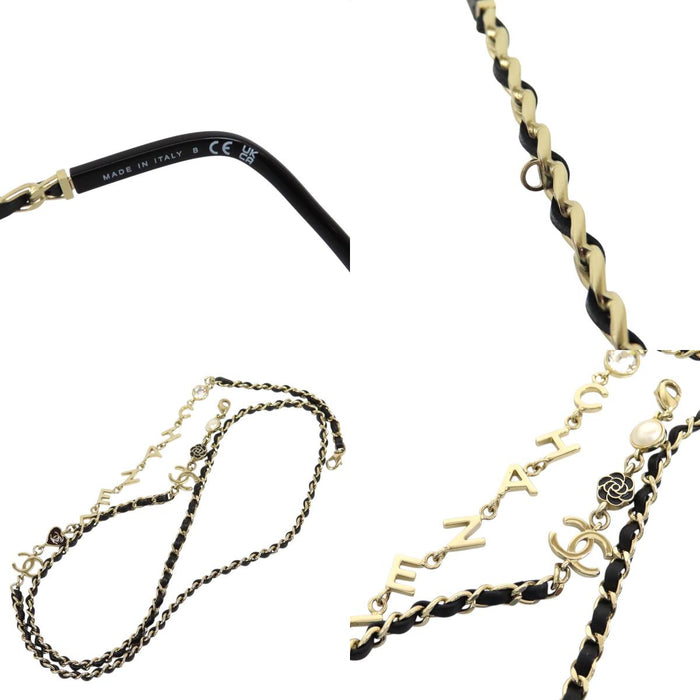 CHANEL 
COCO CC ロゴ コスチュームパール 
ココマーク チェーン付き サングラス 
カメリア