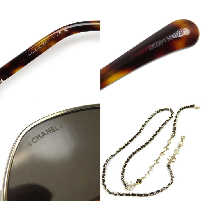 CHANEL 
COCO CC カメリア ハート ロゴ チャーム レザー 
ココマーク チェーン サングラス
