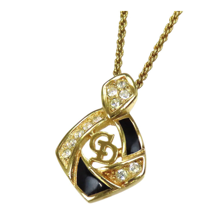 Dior 
Collier vintage en métal doré avec logo CD et strass