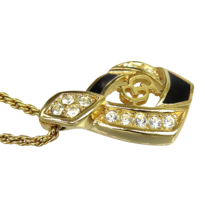 Dior 
Collier vintage en métal doré avec logo CD et strass