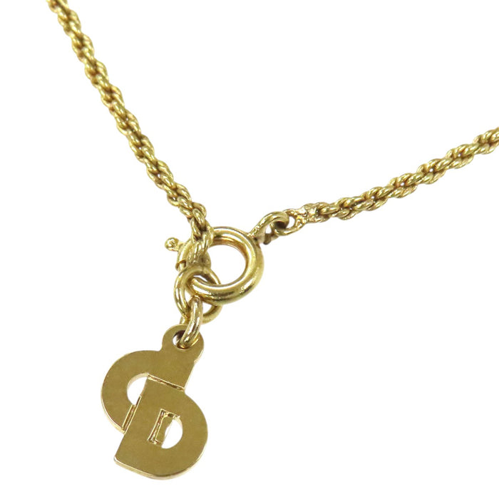 Dior 
Collier vintage en métal doré avec logo CD et strass
