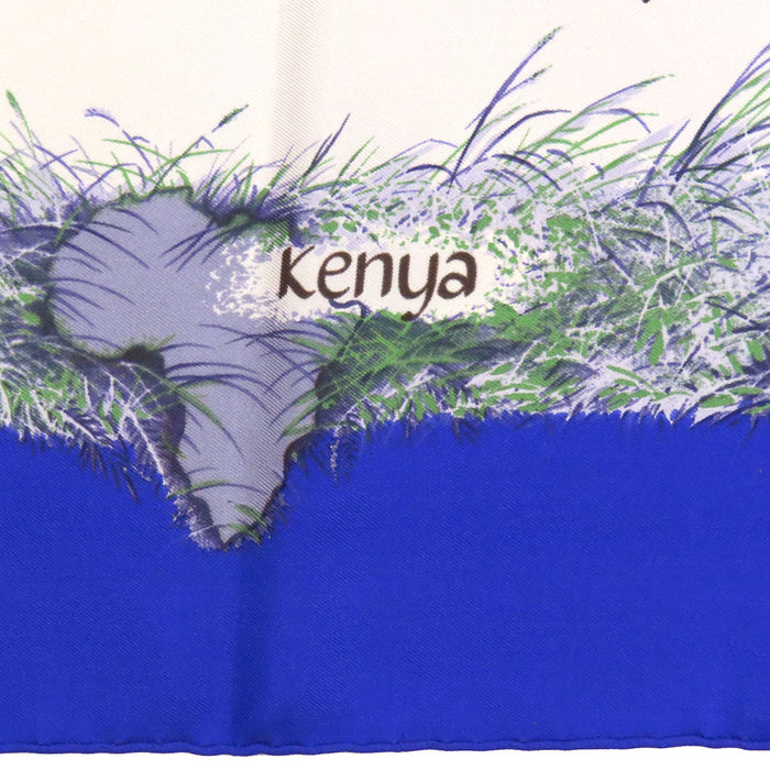 HERMES 
Grand foulard en soie motif animaux 
Carré 90 Kenya