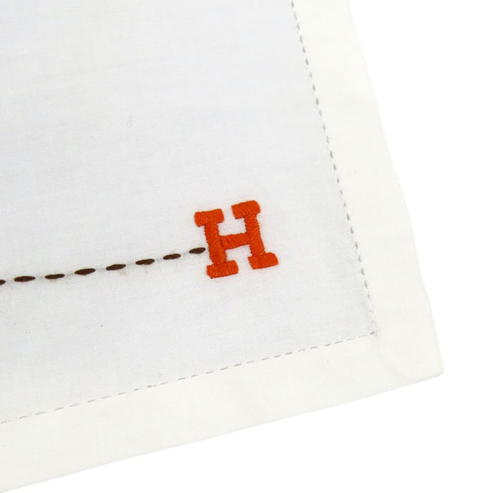 HERMES  
H Ash brodé coton  
Mouchoir avec logo et surpiqûres