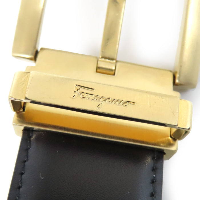 Salvatore Ferragamo 
ゴールドカラー金具 
ロゴ リバーシブル レザー ベルト