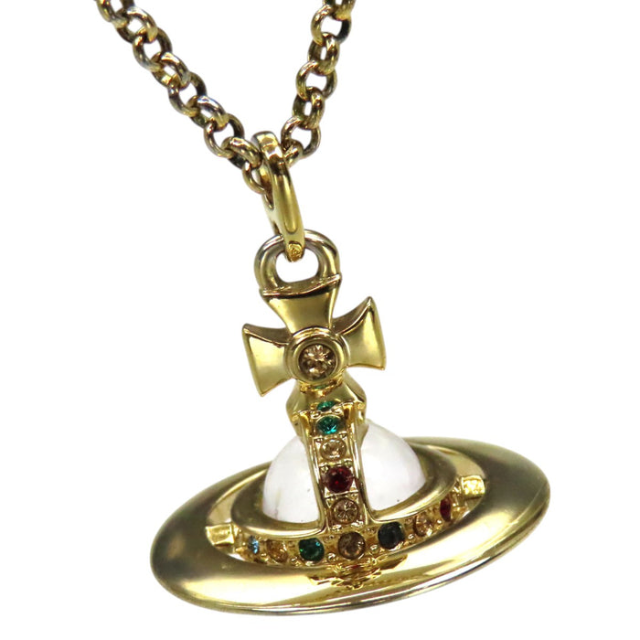 Vivienne Westwood 
Vivienne Westwood ロゴ ラインストーン ゴールドカラーメタル 
タイニー オーブ ネックレス