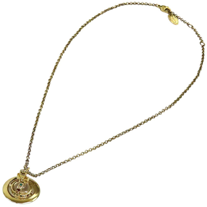 Vivienne Westwood 
Vivienne Westwood ロゴ ラインストーン ゴールドカラーメタル 
タイニー オーブ ネックレス