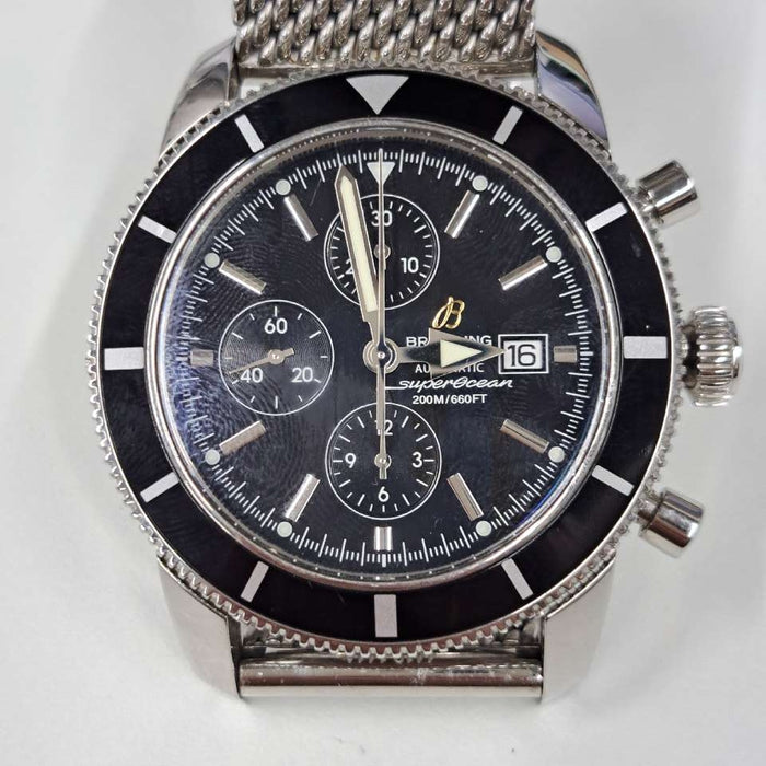 【WHOLESALES】
BREITLING 
A13320 
ギャランティ(日付、ショップ印のみ)　クロノメーター証　純正ラバーベルト×1(使用感中)　純正Dバックル×1