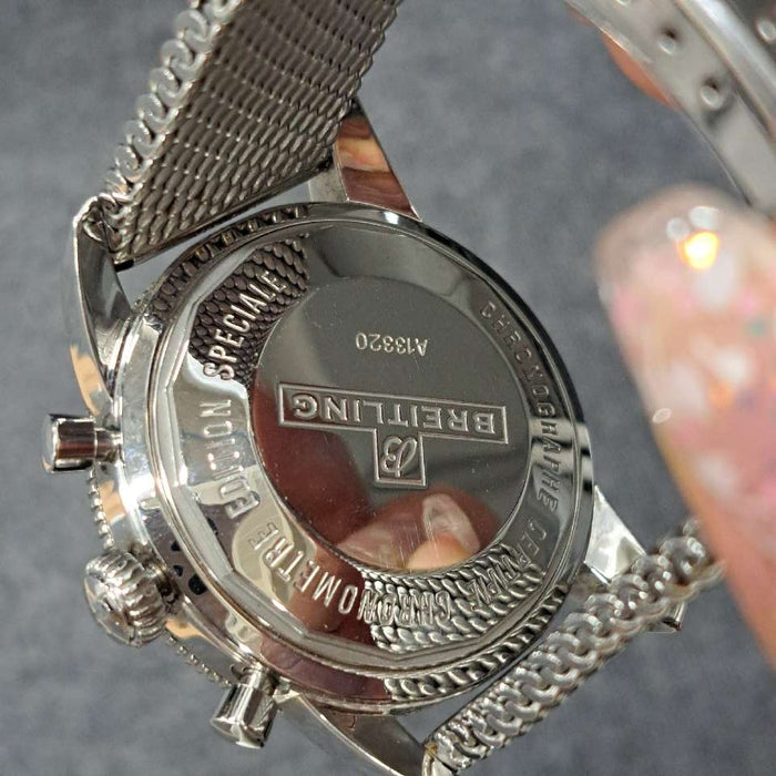 【WHOLESALES】
BREITLING 
A13320 
ギャランティ(日付、ショップ印のみ)　クロノメーター証　純正ラバーベルト×1(使用感中)　純正Dバックル×1