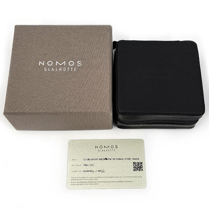 NOMOS Club Neomatik 759 Tobacco with Box and Warranty Card