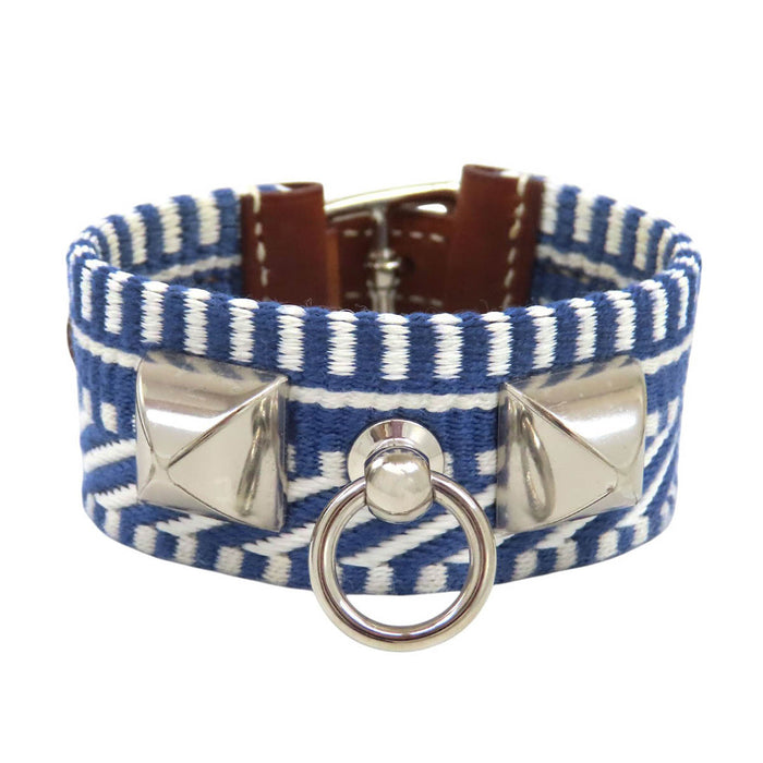 HERMES 
Gravure C Collier d'Océan en cuir Bleu Brighton 
Bracelet Rival Caval Médor