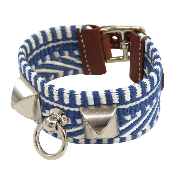 HERMES 
Gravure C Collier d'Océan en cuir Bleu Brighton 
Bracelet Rival Caval Médor