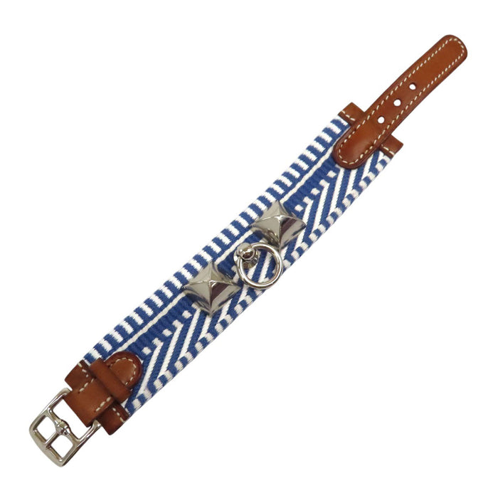 HERMES 
Gravure C Collier d'Océan en cuir Bleu Brighton 
Bracelet Rival Caval Médor