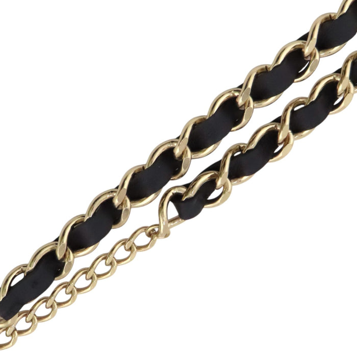 CHANEL 
A22K COCO CC ロゴ ゴールドカラーメタル レザー 
キューブ ココマーク チェーン ネックレス