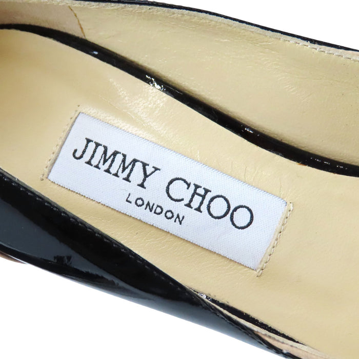 JIMMY CHOO  
漆皮  
雙色露趾蝴蝶結皮革高跟鞋