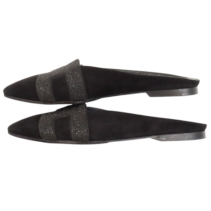HERMES  
H Ash Lame Plat  
Roxane Mule en Suède