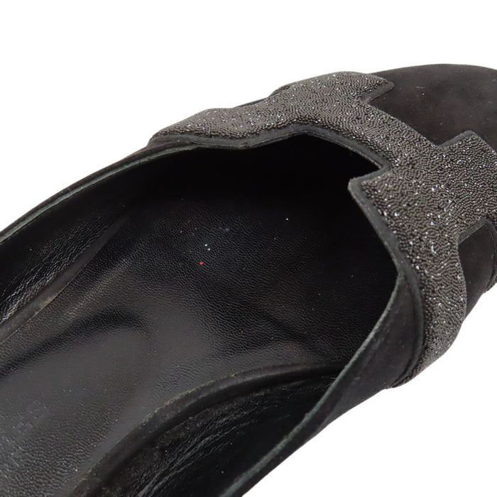HERMES  
H Ash Lame Plat  
Roxane Mule en Suède