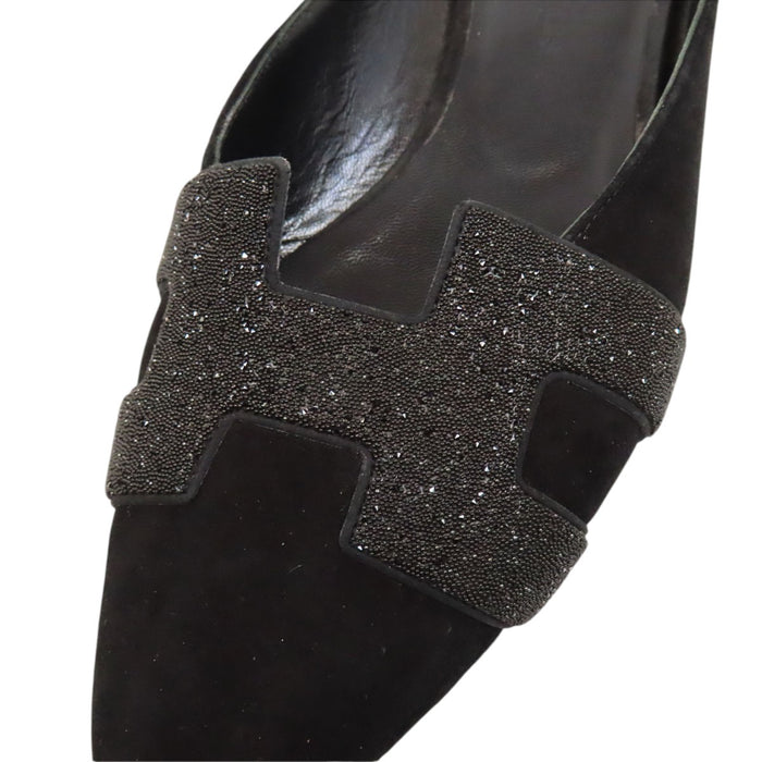 HERMES  
H Ash Lame Plat  
Roxane Mule en Suède