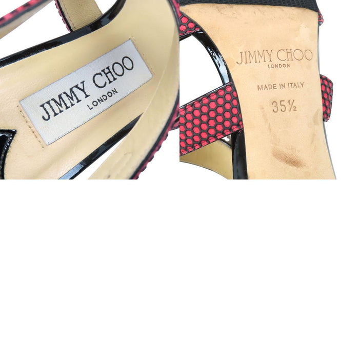 JIMMY CHOO  
HONEY COMB 開放式露趾 金色金屬配件  
麂皮橡膠踝帶涼鞋