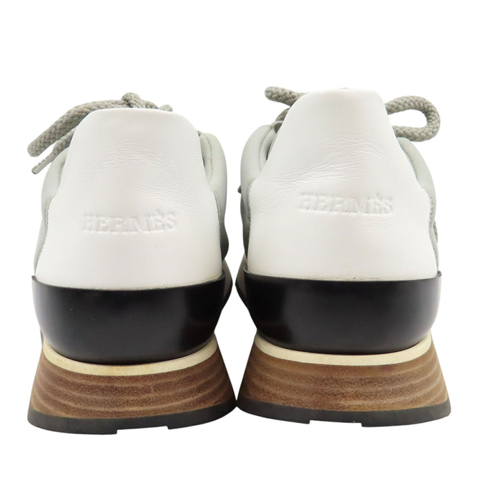HERMES 
ロゴ ファブリック レザー 
MILES マイルス スニーカー
