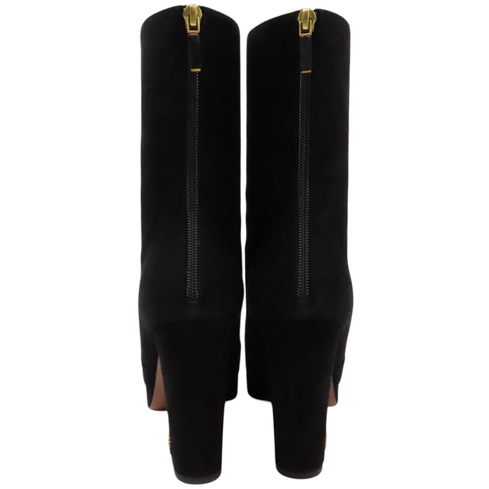 Dior  
Bottes à talon chunky en daim avec fermeture éclair étoile et garniture dorée logo