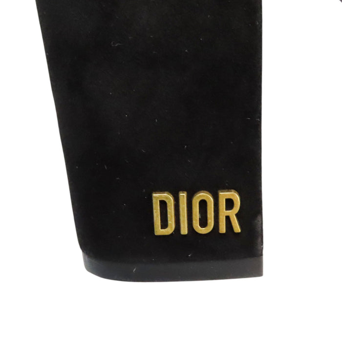 Dior  
Bottes à talon chunky en daim avec fermeture éclair étoile et garniture dorée logo
