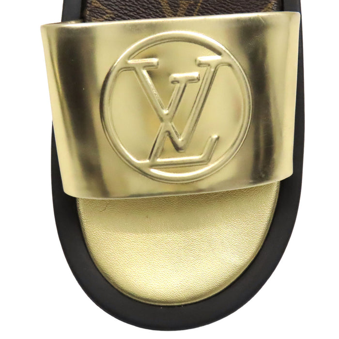 LOUIS VUITTON 
LVサークル ミュール スライド メタリック レザー 
サンバス ライン サンダル 
モノグラム
