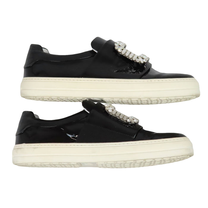 ROGER VIVIER 
Bijou Patent Leather Slip-Ons
