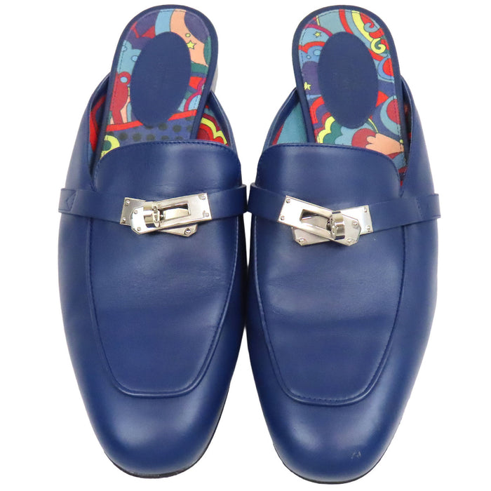 HERMES 
Kelly fibbia piatta in pelle con metallo color argento 
OZ mule