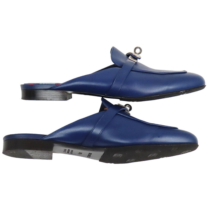 HERMES 
Kelly fibbia piatta in pelle con metallo color argento 
OZ mule