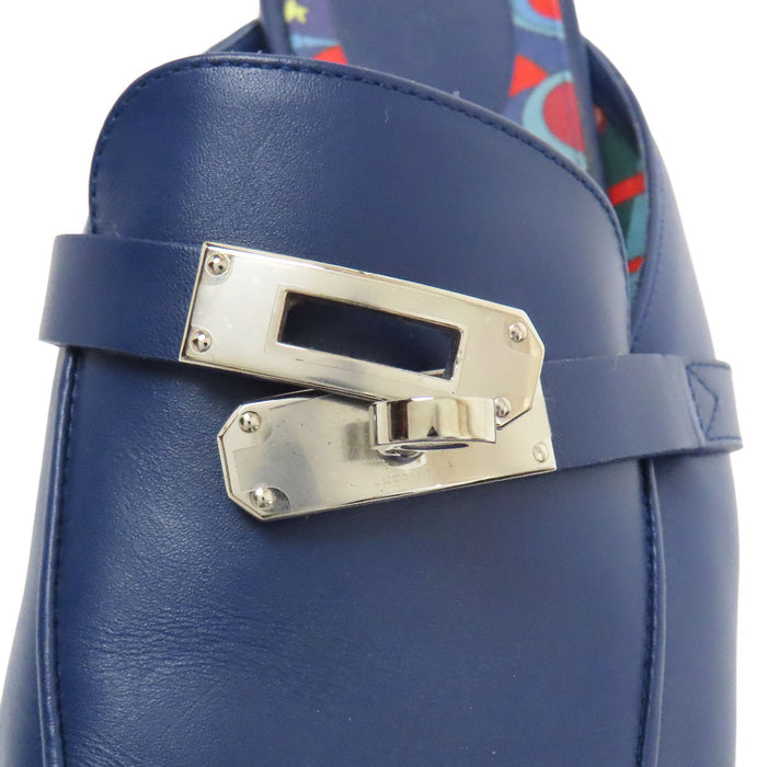 HERMES 
Kelly fibbia piatta in pelle con metallo color argento 
OZ mule