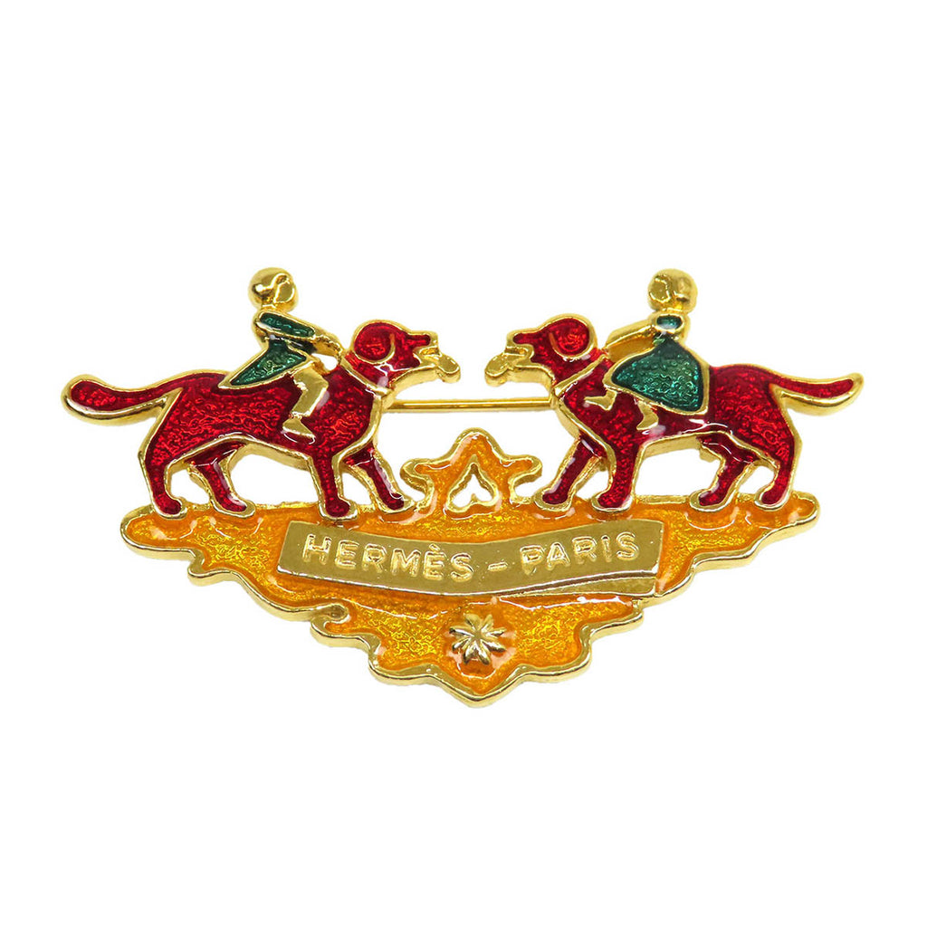 HERMES ロゴ 七宝焼き ヴィンテージ ゴールドカラー Cloisonne Girl