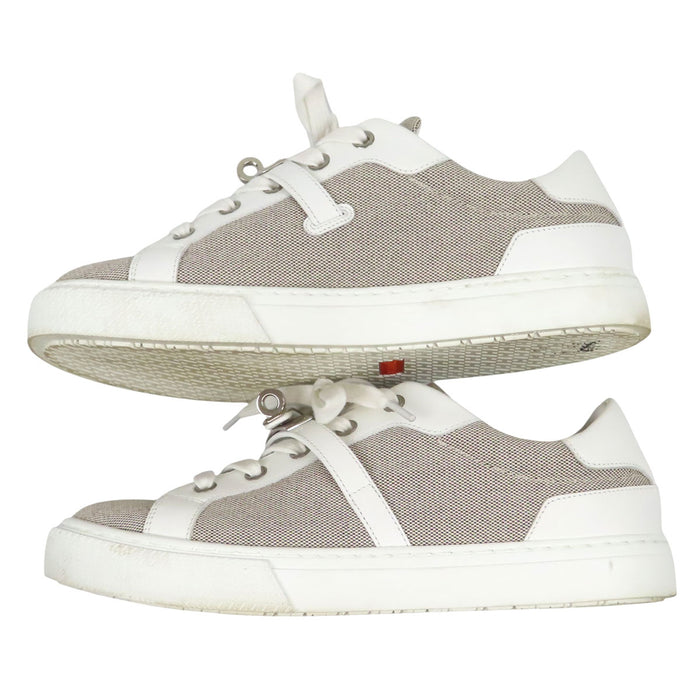HERMES  
Logo Kelly Hardware Leather Low-Cut  
Day Canvas Sneakers