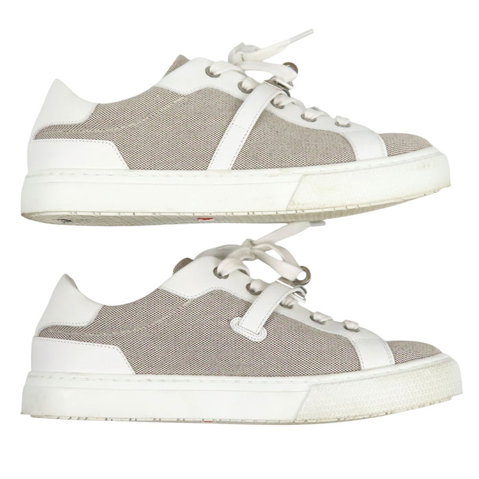 HERMES  
Logo Kelly Hardware Leather Low-Cut  
Day Canvas Sneakers