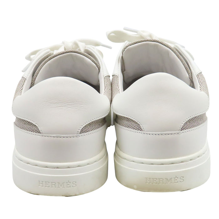 HERMES  
Logo Kelly Hardware Leather Low-Cut  
Day Canvas Sneakers