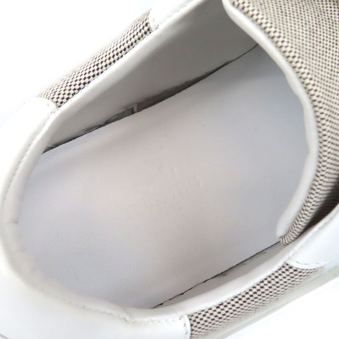 HERMES  
Logo Kelly Hardware Leather Low-Cut  
Day Canvas Sneakers