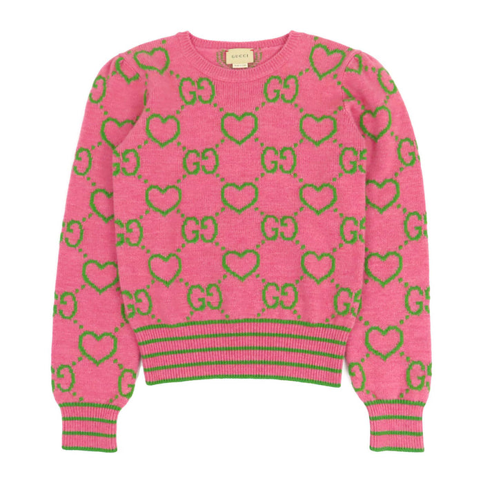 GUCCI  
GG All-Over Pattern Wool Heart  
Children's Heart Logo Knit