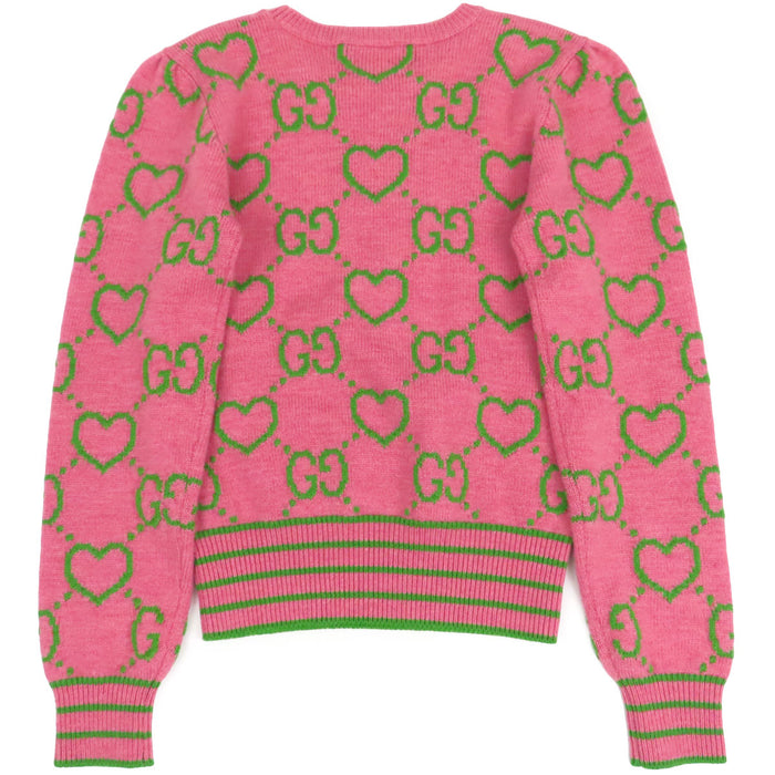 GUCCI  
GG All-Over Pattern Wool Heart  
Children's Heart Logo Knit