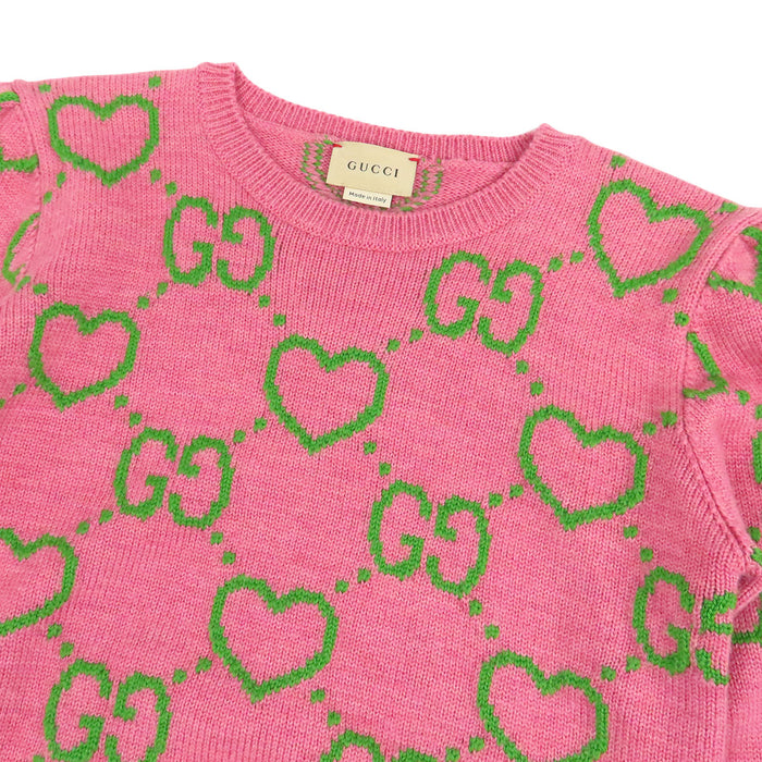 GUCCI  
GG All-Over Pattern Wool Heart  
Children's Heart Logo Knit