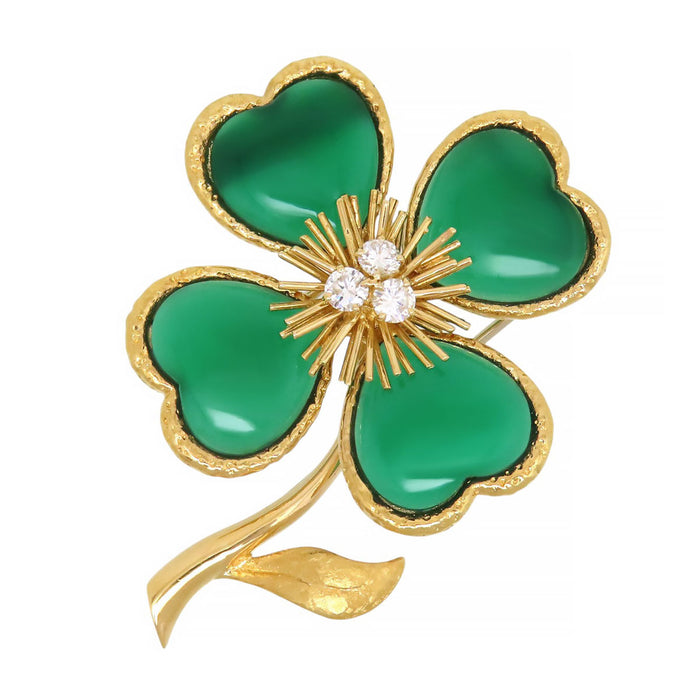 Van Cleef & Arpels  
Chrysoprase Diamond Clover Brooch