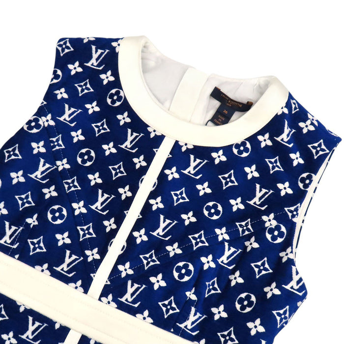 LOUIS VUITTON 
LV ロゴ 総柄 ビスコース ノースリーブ 
モノグラム タウアリング ワンピース