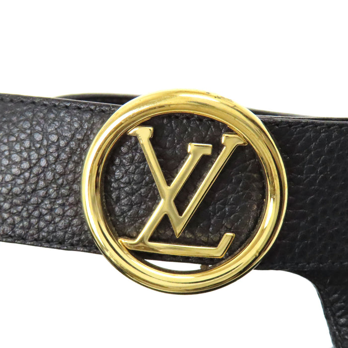 LOUIS VUITTON 
LV サークルロゴ オープントゥ ゴールドカラー金具 19年 
ホライズン ライン レザー サンダル