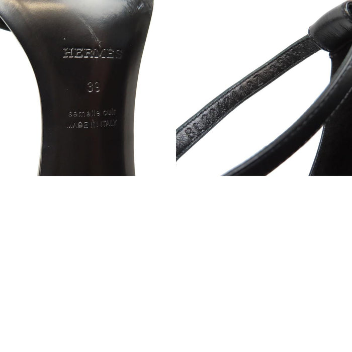 HERMES  
Sandales ouvertes à talon aiguille Joy 70 en cuir avec logo H Ash