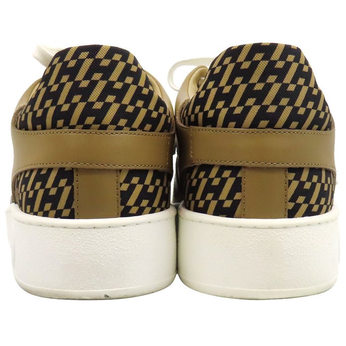 HERMES H Logo Ash All-Over Pattern Low-Cut Leather Lace-Up Free Canvas Sneakers