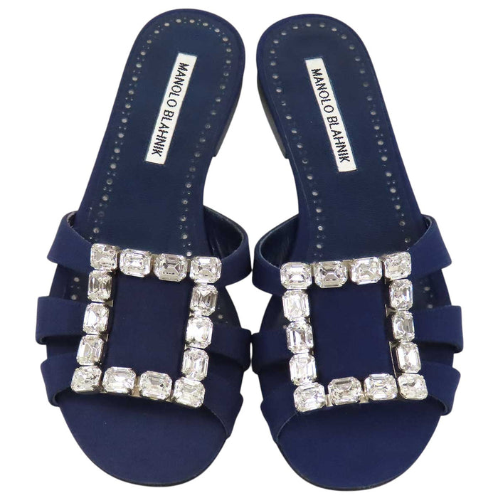 MANOLO BLAHNIK 
ビジュー バックル 
ILUNAFLAT イルナ フラット ミュール
